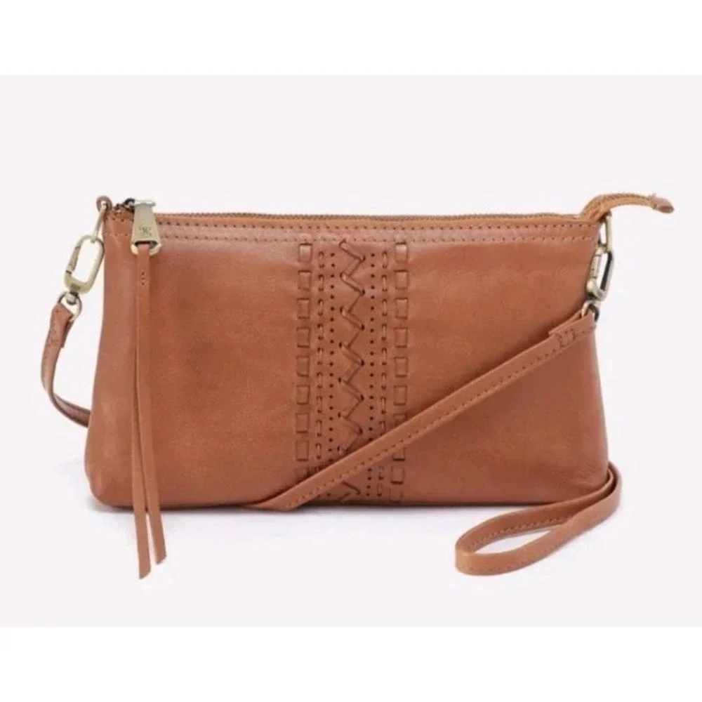 New HOBO Darcy Adjustable Brown Leather Crossbody Harvest Wheat Boho Purse Bag
